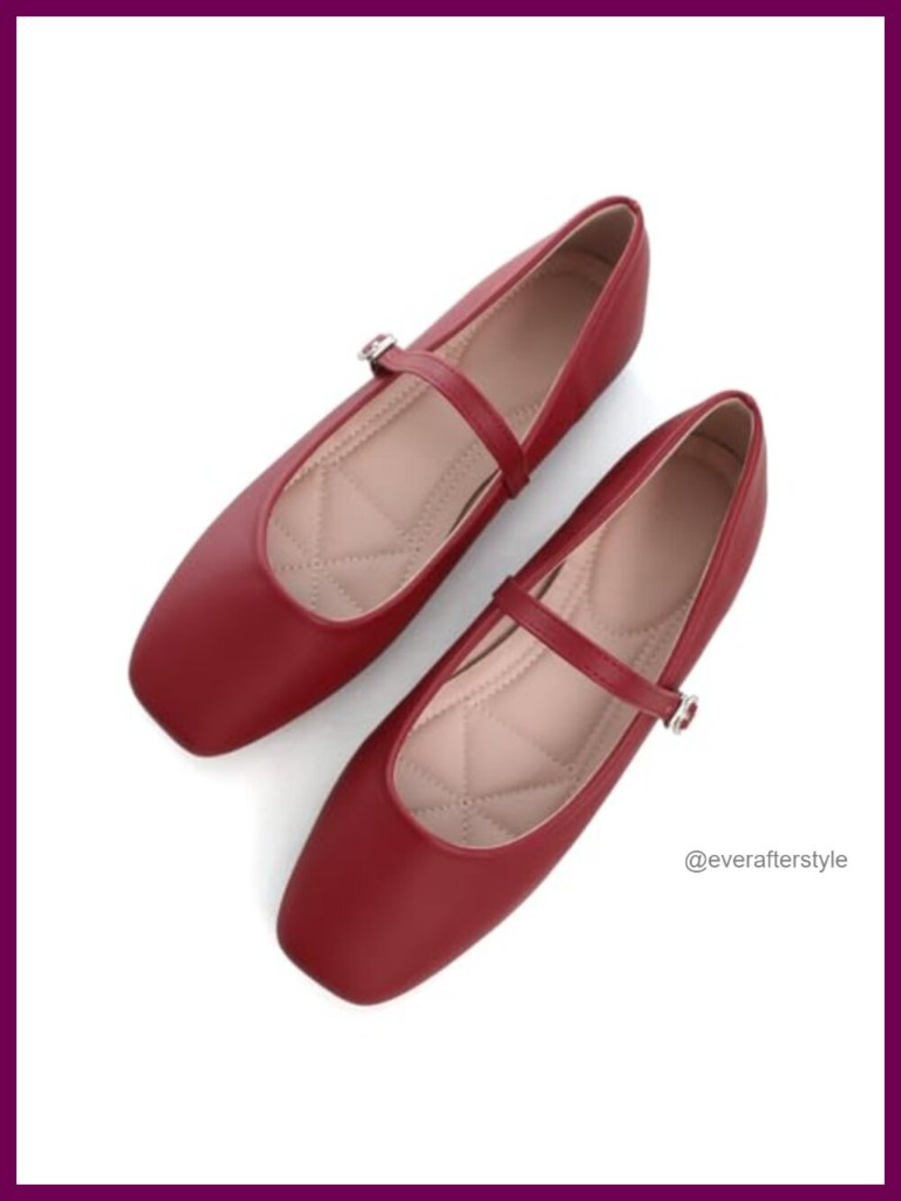 Faux Leather Retro Mary Jane Flats Square Toe Buckle Ankle Strap Women's